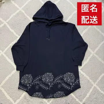 graniph 그라니프 네이비 꽃무늬 자수 긴팔 후드티