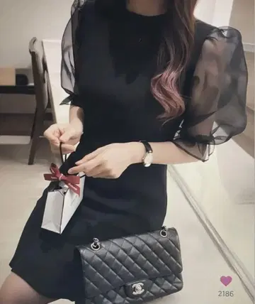 시스루 소매 타이트 미니 원피스