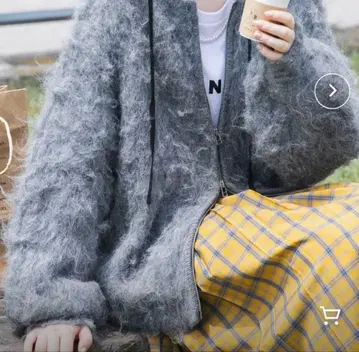 여성용 샤기 니트 샤기 상의 더블 지퍼 자켓 가을/겨울