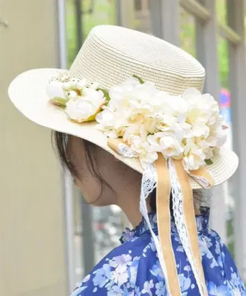 모듬 플라워 캉캉 모자 베이지 엑시즈팜