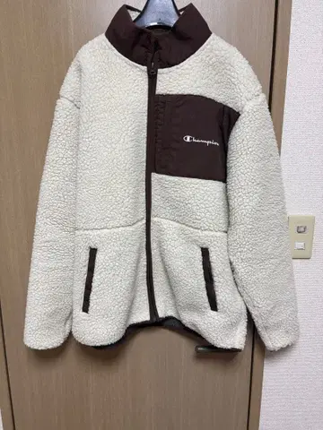 Champion 플리스 자켓 X-LARGE 아이보리/브라운