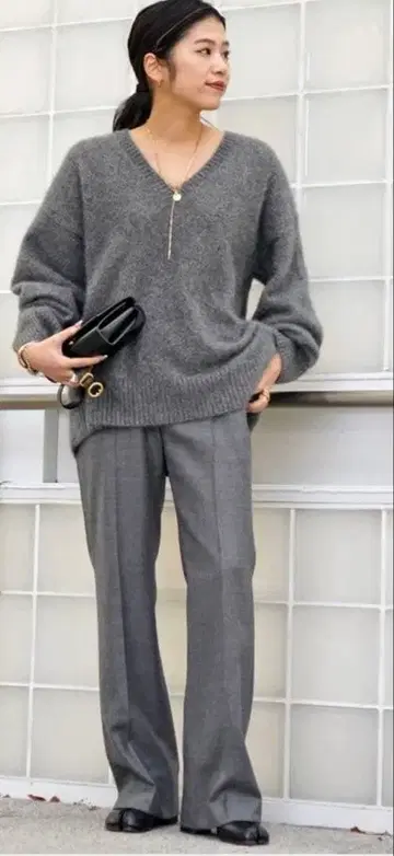 그레이 팬츠 울 혼방