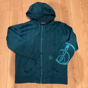 Volcom 다크 그린 후드티 속기모