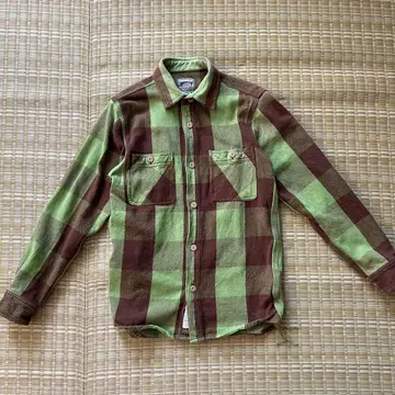 HOUSTON 그린 브라운 체크 플란넬 셔츠