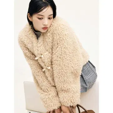 EIMY ISTOIRE French poodle fur 리본 자켓