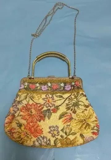 비즈 자수 가마구치 2웨이백 레트로