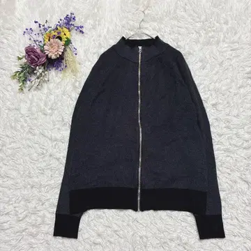 타카큐 TAKAQ 집업 니트 자켓 하이넥 다크 그레이 블랙