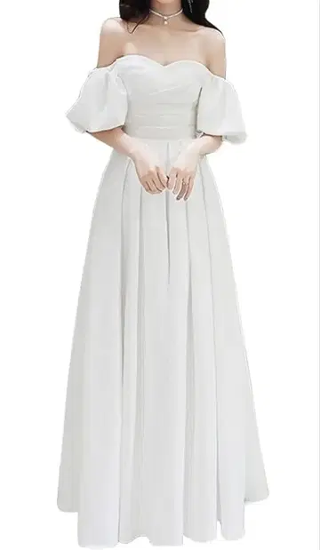 화이트 오프숄더 웨딩 드레스