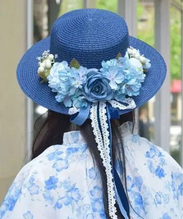 모듬 플라워 캉캉 모자 네이비 엑시즈팜