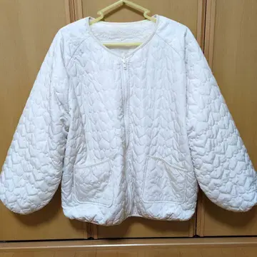 화이트 퀼팅 자켓 보아 안감 점퍼 하트 퀼팅