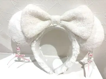 리본 포함 화이트 귀 디즈니 머리띠