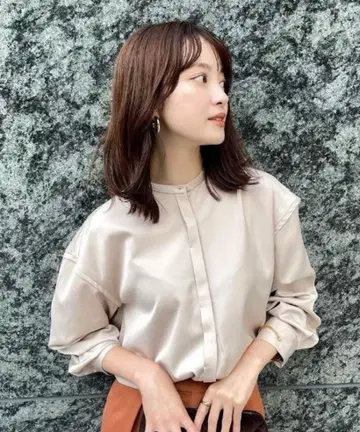 nuans 새틴 밴드 카라 블라우스