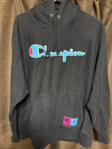 Champion 블랙 후드티 XL