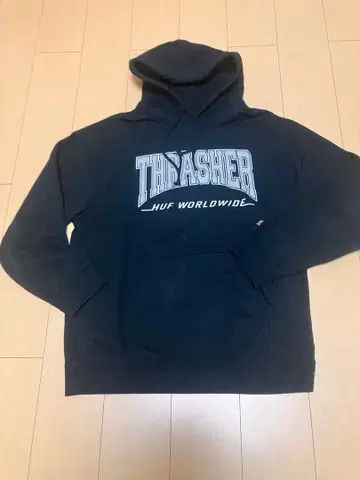 THRASHER HUF WORLDWIDE 후드티 블랙