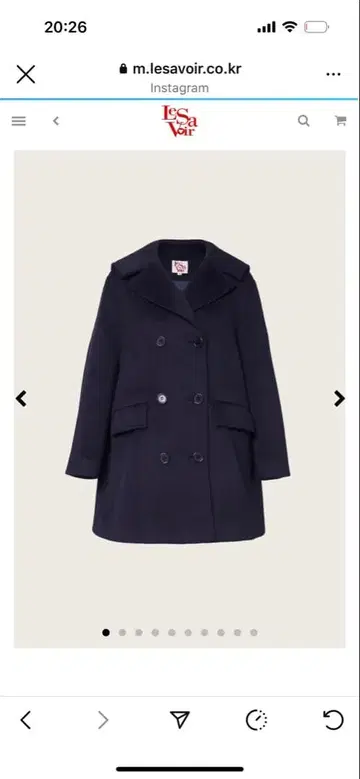 네이비 더블 브레스트 피 코트