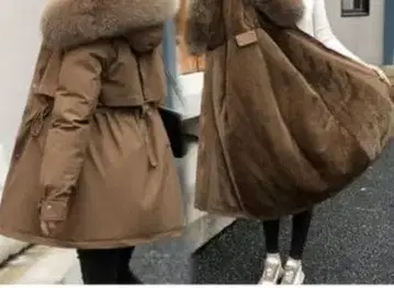 아우터 퍼 오버코트 베이지 브라운 코튼 자켓