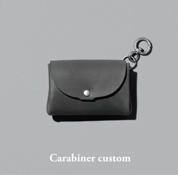 DELIFE 카라비너 커스텀 블랙 가죽 미니 지갑