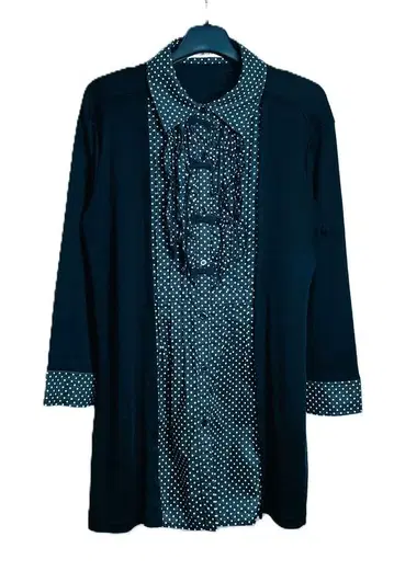 [비스콘티] 정가 16390엔 리본 달린 도트 레이어드 튜닉 컷 셔츠