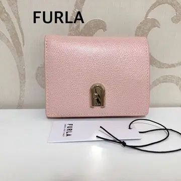 [ 컨디션 최상 ] FURLA 훌라 접이식 지갑 핑크 베이지 가죽 컴팩트