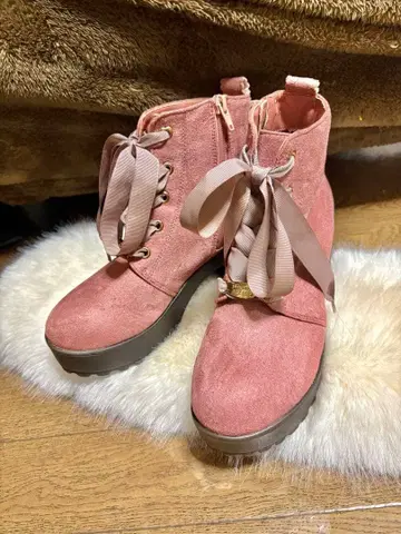 핑크 스웨이드풍 부츠 하이힐 리즈리사