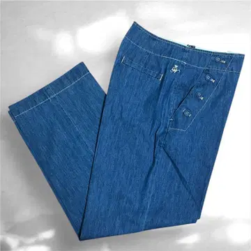 Dessin 마린 데님 와이드 팬츠 로고 자수