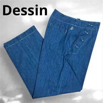 Dessin 마린 데님 와이드 팬츠 로고 자수