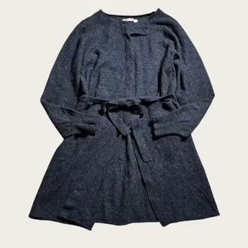 homspun 롱 가디건 허리 리본 울 차콜 그레이