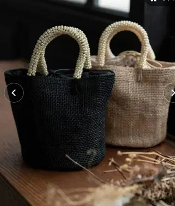 HAYNI 비즈 핸들 블랙 바스켓백