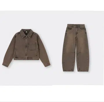 GU 브라운 데님 셋업