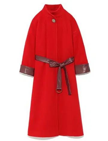 가죽 배색 A라인 코트 LILY BROWN 릴리 브라운