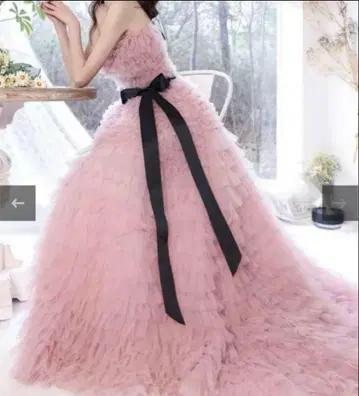 핑크 튤 드레스 웨딩 드레스 결혼식 2차 모임 드레스