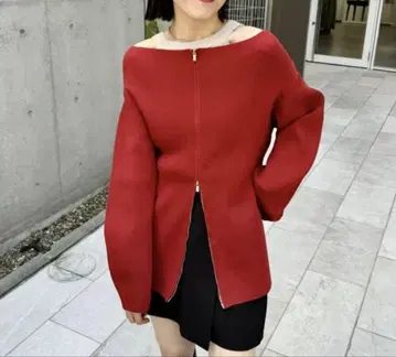 mystic/와이드넥 ZIP 가디건