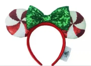 해외 디즈니 머리띠 캔디 스팽글 빨간색 크리스마스