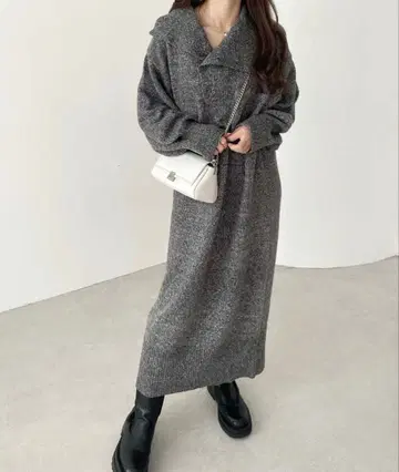 2WAY 아지메 버튼 믹스 니트 원피스