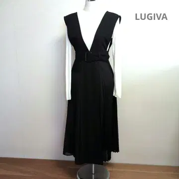 LUGIVA 루기바 블랙 오버롤 스커트 플리츠 스커트