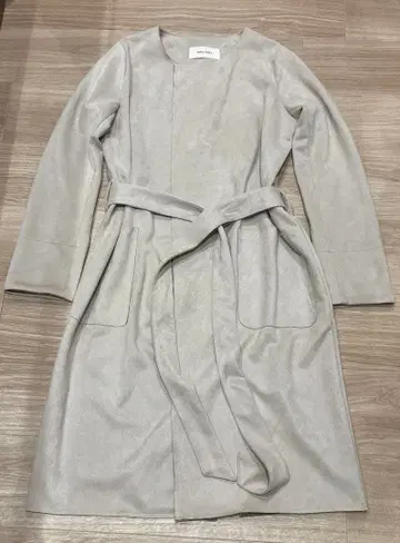 로얄 파티 페이크 스웨이드 코트 베이지 벨트 포함 프리 사이즈