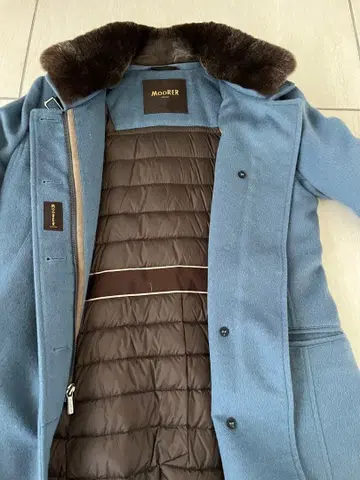 Moorer VERONA 깃털 충전 피 코트 파랑 레어 상품