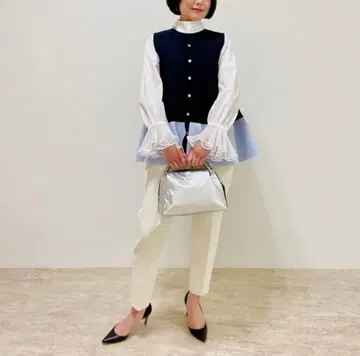 [긴팔] 오간자 플리츠 커프스 블라우스