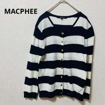[ MACPHEE ] 맥피 보더 가디건 골드 버튼 면 혼방