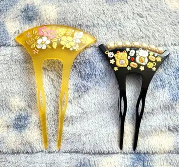 헤어콤 2종 세트 [ 히비스커스 행운 고양이 ]