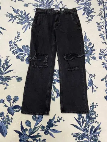 블랙 데미지 데님 팬츠 90s