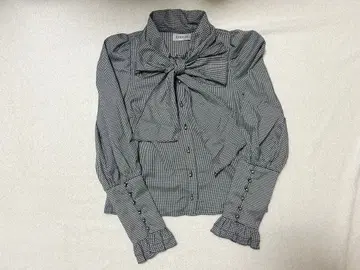 bubbles 체크 긴팔 블라우스