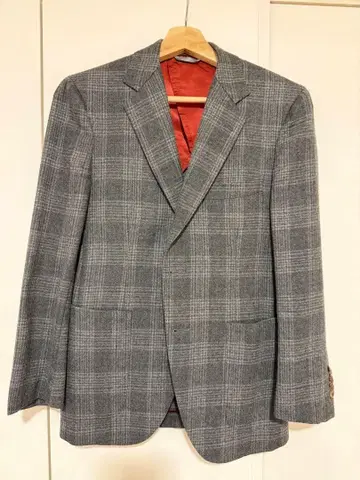 아자부 테일러 그레이 체크 무늬 가을/겨울 테일러드 자켓 울 x 큐프라