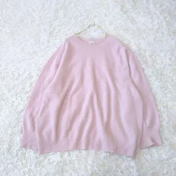 Spick and Span CHESS 루즈 보트넥 니트 울 핑크