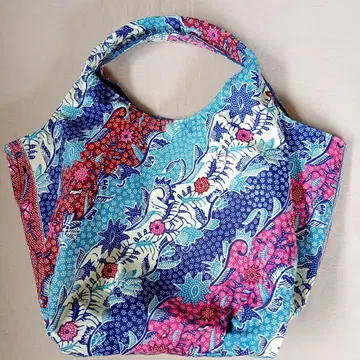 핸드메이드 토트백 리버티 원단 손잡이 일체형 턱 백 통통한