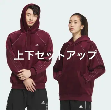 아디다스 루즈핏 벨로아 풀오버 후드티 셋업