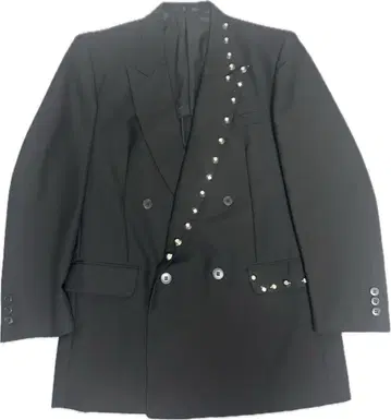 스터드 장식 검은색 더블 자켓 블랙