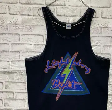 USA 제조 90s 빈티지 라이트닝 볼트 탱크 블랙 구제 의류 XL