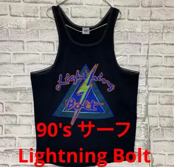 USA 제조 90s 빈티지 라이트닝 볼트 탱크 블랙 구제 의류 XL