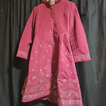 axes 장미 자수 후드 부착 코트 L 사이즈 미사용 새상품